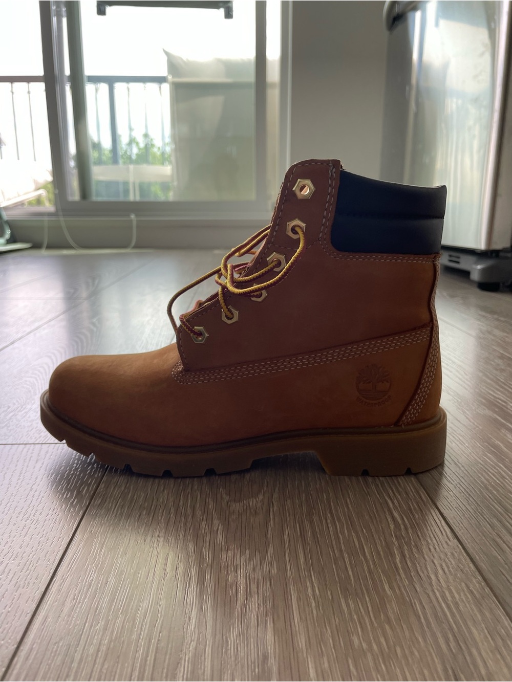 Timberland Wheat/Tan Nubuck Lace-Up Boot with Black Collar - Picture 2 of 11